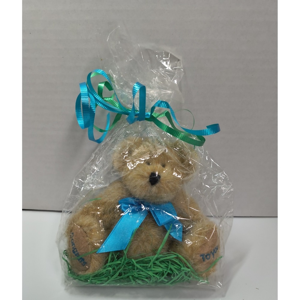 Boyds Bears Congratulations Beige Teddy Bear In Gift Bag Blue Bow Head Bean Coll